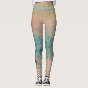 Monet Zonsondergang op de Seine Fijne Kunst Impres Leggings