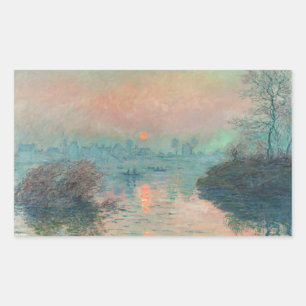 Monet Zonsondergang op de Seine Fijne Kunst Impres Rechthoekige Sticker