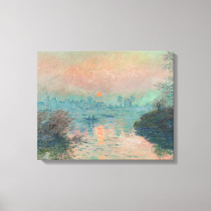 Monet Zonsondergang Seine Fijne Kunst Impressionis Canvas Afdruk