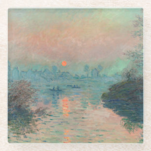 Monet Zonsondergang Seine Fijne Kunst Impressionis Glazen Onderzetter