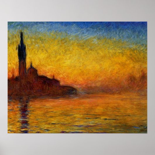 Monet Zonsondergang Venetië Kleurrijk Impressionis Poster (Voorkant)