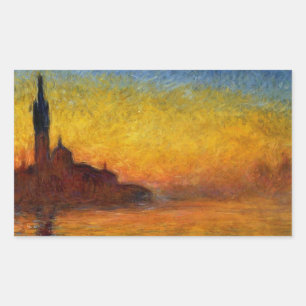 Monet Zonsondergang Venetië Kleurrijk Impressionis Rechthoekige Sticker