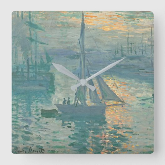 Monet Zonsopgang Zeilklok Vierkante Klok (Voorkant)