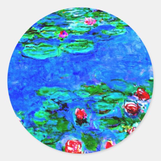 Monet's beroemde schilderij, Water Lilies (macro-u Ronde Sticker (Voorkant)