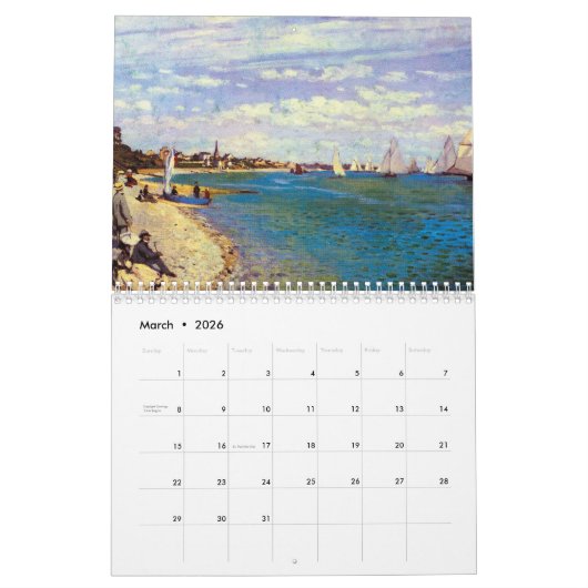 Monets échoue le calendrier 2016 d'art (Mar 2026)