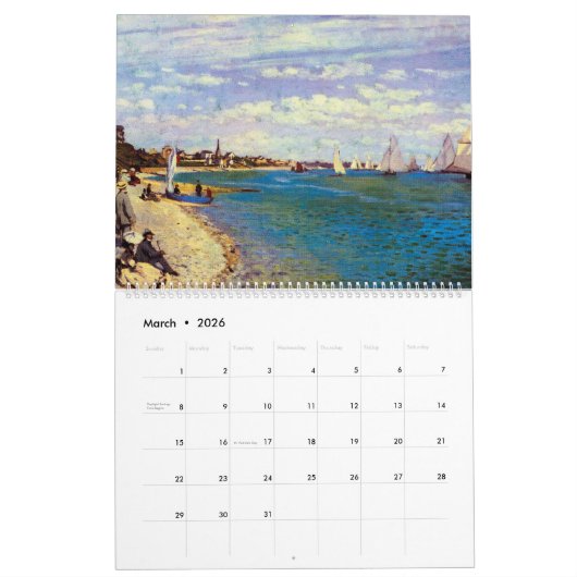 Monets géant échoue le calendrier 2017 d'art (Mar 2026)