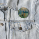 Monet's Impression Sunrise (bodemzweem) - 1872 Ronde Button 5,7 Cm (In situ)