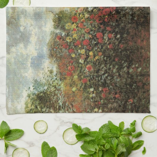 Monet's tuin in Argenteuil door Claude Monet Theedoek (Gevouwen)