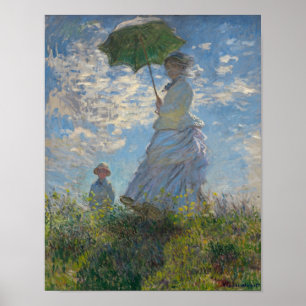 Monet's Vrouw met een parasol Poster