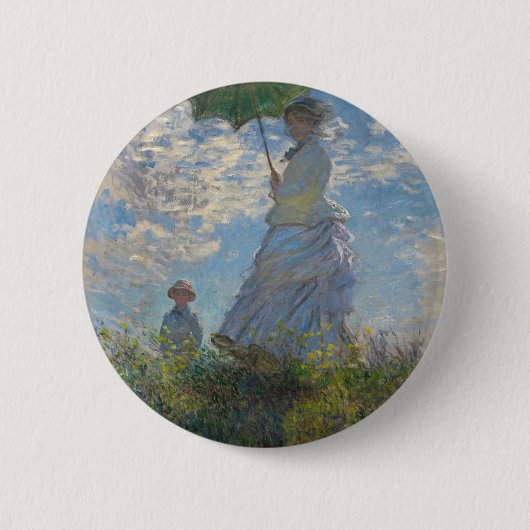 Monet's Vrouw met een parasol Ronde Button 5,7 Cm (Voorkant)