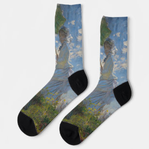 Monet's vrouw met parasol, impressionistisch lands sokken