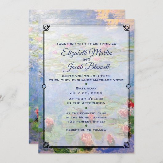 Monet's Water Lilies Art Faire-part de mariage (Devant / Derrière)