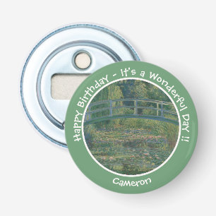 Monet's Water-Lily Pond en Footbridge Party Items Button Flesopener