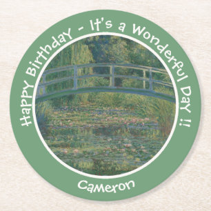 Monet's Water-Lily Pond en Footbridge Party Items Ronde Kartonnen Onderzetter