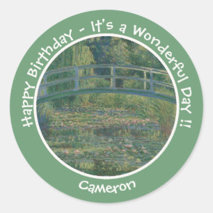 Monet's Water-Lily Pond en Footbridge Party Items Ronde Sticker
