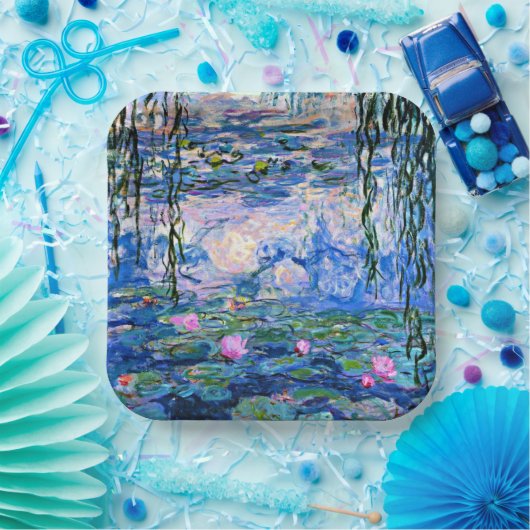Monet's waterlilies mengen en matchen papieren bordje (Feest)