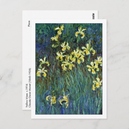 monetschilderende gele Iristen Briefkaart (Voorkant / Achterkant)