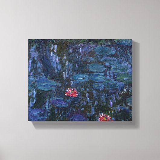 Monetwatergalgen en reflecties op een Willow Canvas Afdruk (Voorkant)