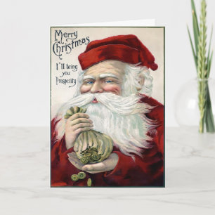 Money Bags Santa Holiday-kaart Feestdagen Kaart
