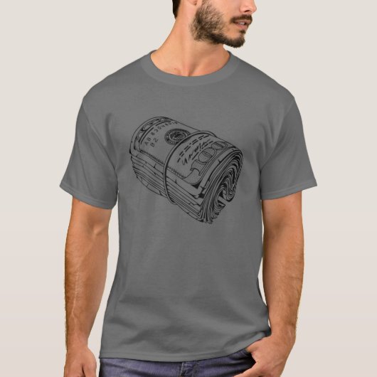 Money Bundle Hoodie, Money Rolls Motif, Urban Art T-shirt (Voorkant)