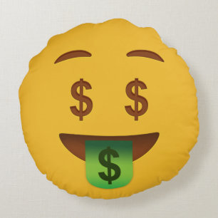 Money Face    EmojiThrow Pillow Rond Kussen