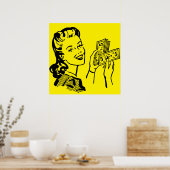 Money Girl Pop Art Large Poster (Cuisine)
