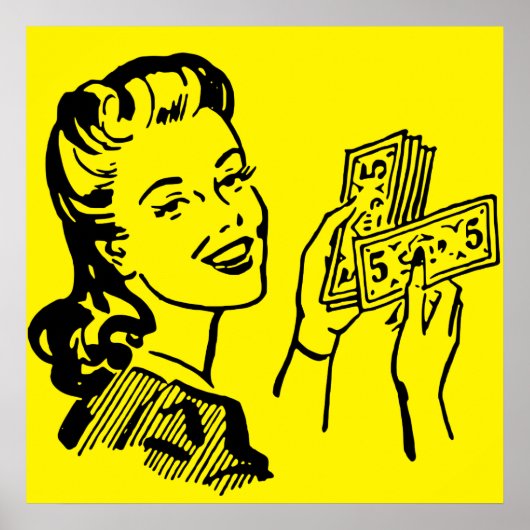 Money Girl Pop Art Large Poster (Devant)