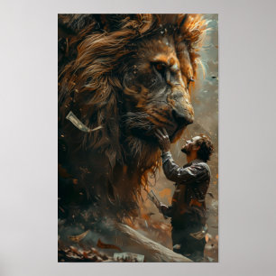 Money Lion : Poster unique avec un lion fait de