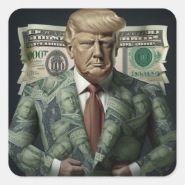 Money Suit Trump: een symbool van rijkdom en krach Vierkante Sticker