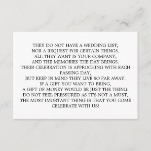 Money Tree/Wishing Well Invitation Insert Informatiekaartje