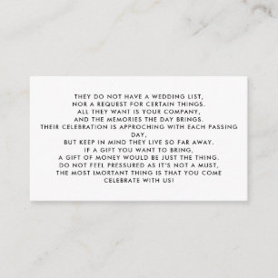 Money Tree/Wishing Well Invitation Insert Informatiekaartje