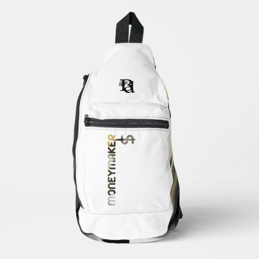 MONEYMAKER Witte Sling Bag Trend Abstract Zwart (Voorkant)