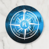 Mongmonogram van het embleem van de Compass-ster i Bedankjes Labels (Achterkant)