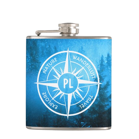 Mongmonogram van het embleem van de Compass-ster i Heupfles (Voorkant)