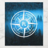 Mongmonogram van het embleem van de Compass-ster i Wijn Etiket (Enkel label)