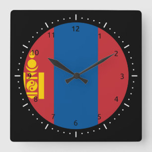 Mongol (Mongolian) flag Wall Clock Vierkante Klok