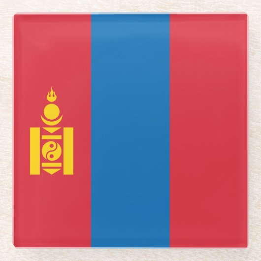 Mongolia Flag Glazen Onderzetter (Voorkant)