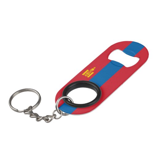 Mongolia Flag Mini Flessenopener (Voorkant Gekanteld)
