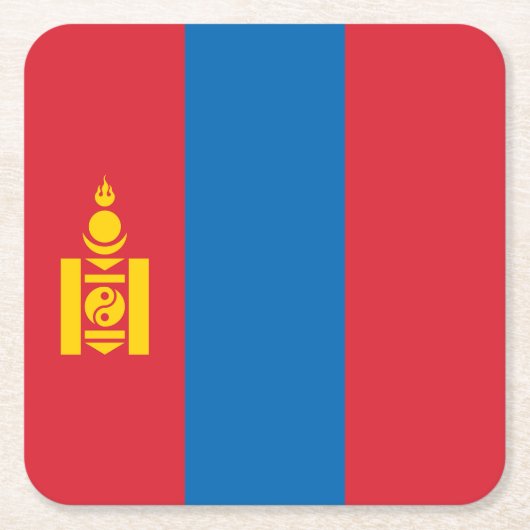 Mongolia Flag Vierkante Kartonnen Onderzetter (Voorkant)