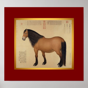 Mongolian Horse Chinese schilderijen Poster
