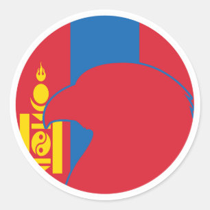 Mongolië Falcon Mongoolse nationale dierenvlag Ronde Sticker