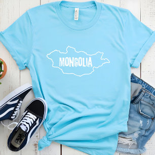 Mongolië Landkaart Mongoolse Grens Omtreklijn T-shirt
