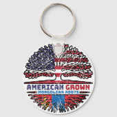 Mongolië Mongolian American USA Tree Roots Flag Sleutelhanger (Achterkant)