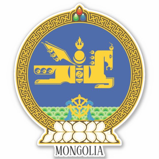 Mongolië nationale wapenschild patriottisch sticker (Voorkant)