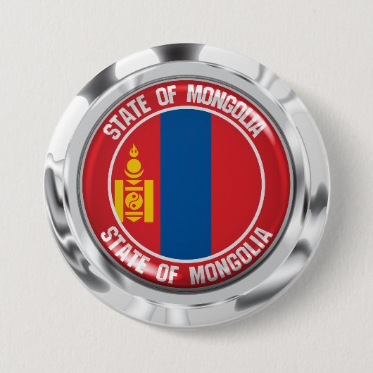 Mongolië Round Emblem Ronde Button 7,6 Cm (Voorkant)