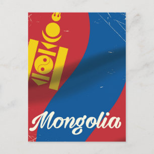 Mongolië vintage stijl reisposter briefkaart