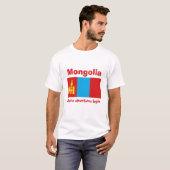 Mongolië Vlag + Kaart + Tekst T-shirt (Voorkant volledig)
