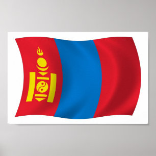 Mongolië Vlag Poster Print