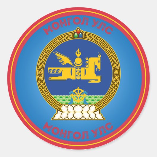 Mongolisch Erfgoed Embleem Ronde Sticker (Voorkant)