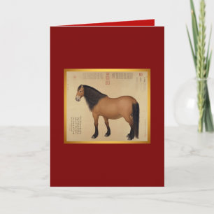 Mongools Paard Chinees schilderij Wenskaart Feestdagen Kaart